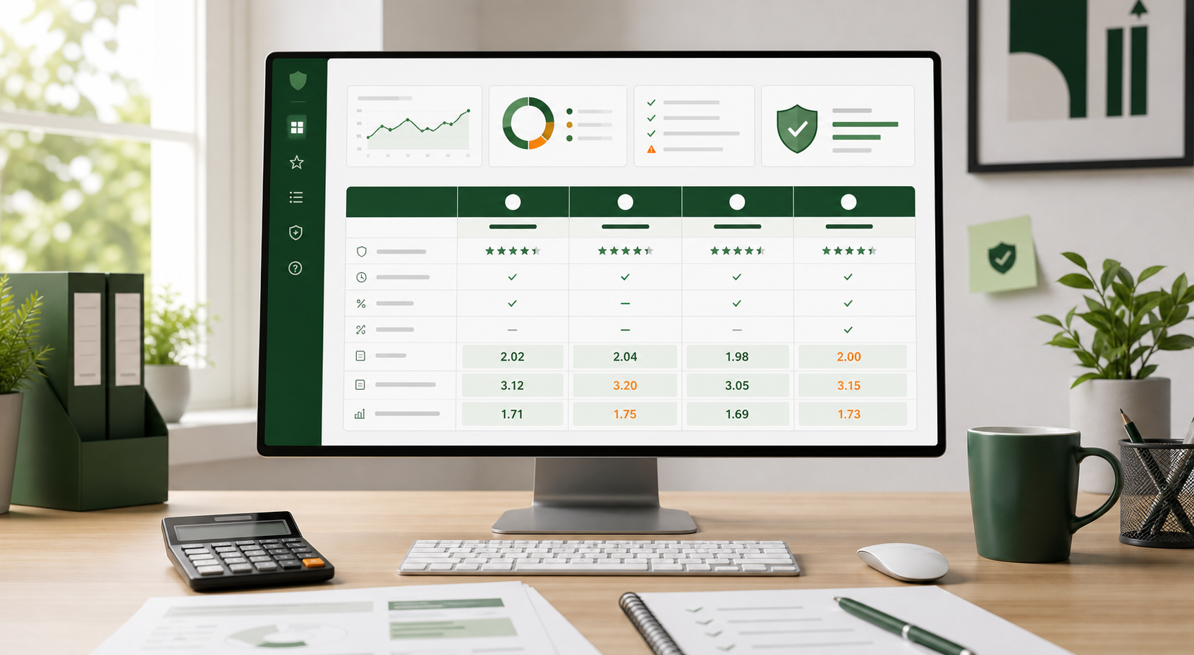 PortfolioSports review workspace with ranking cards, comparison panels and calculator notes